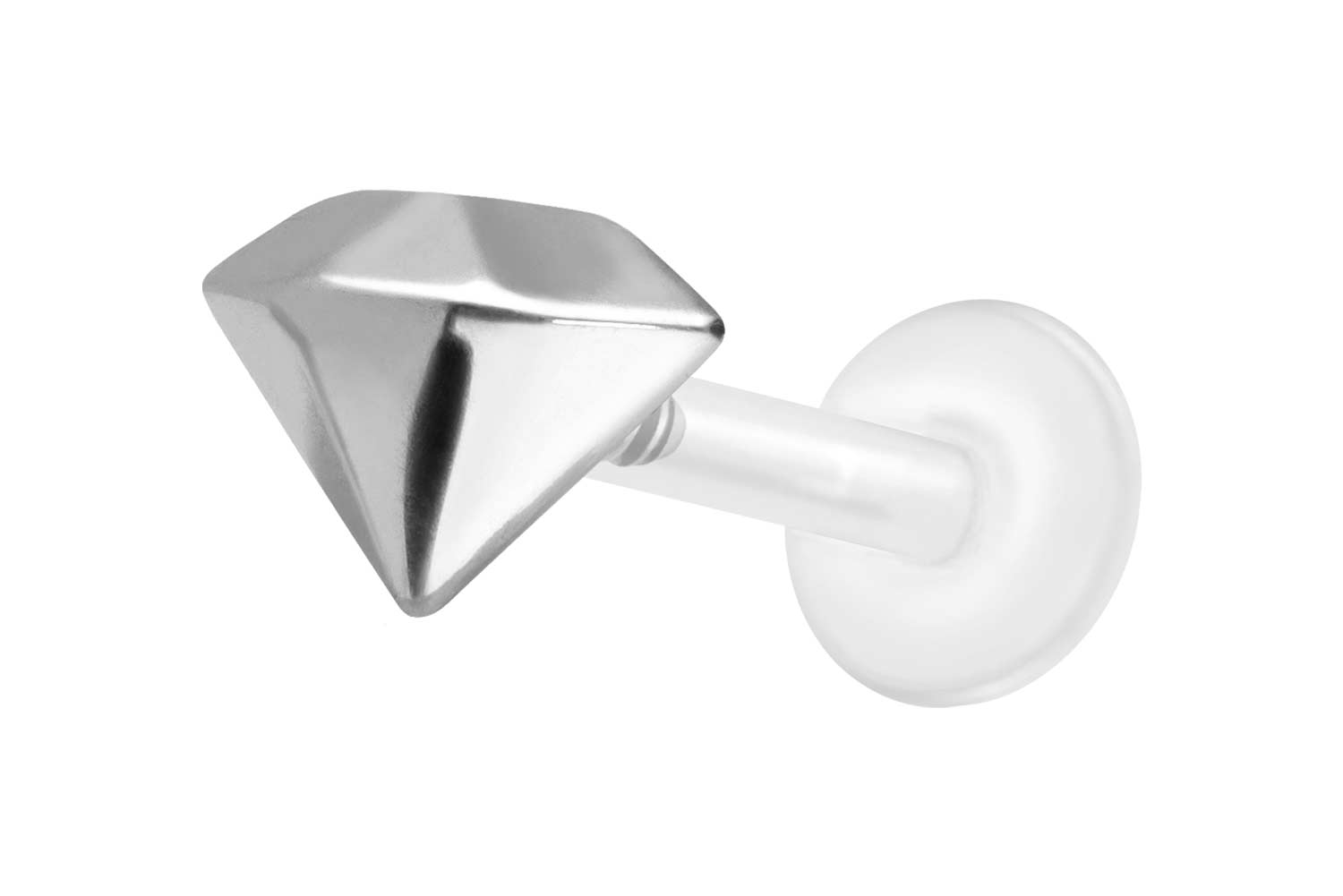 PTFE Labret Piercing mit Innengewinde + Titan-Aufsatz DIAMANT